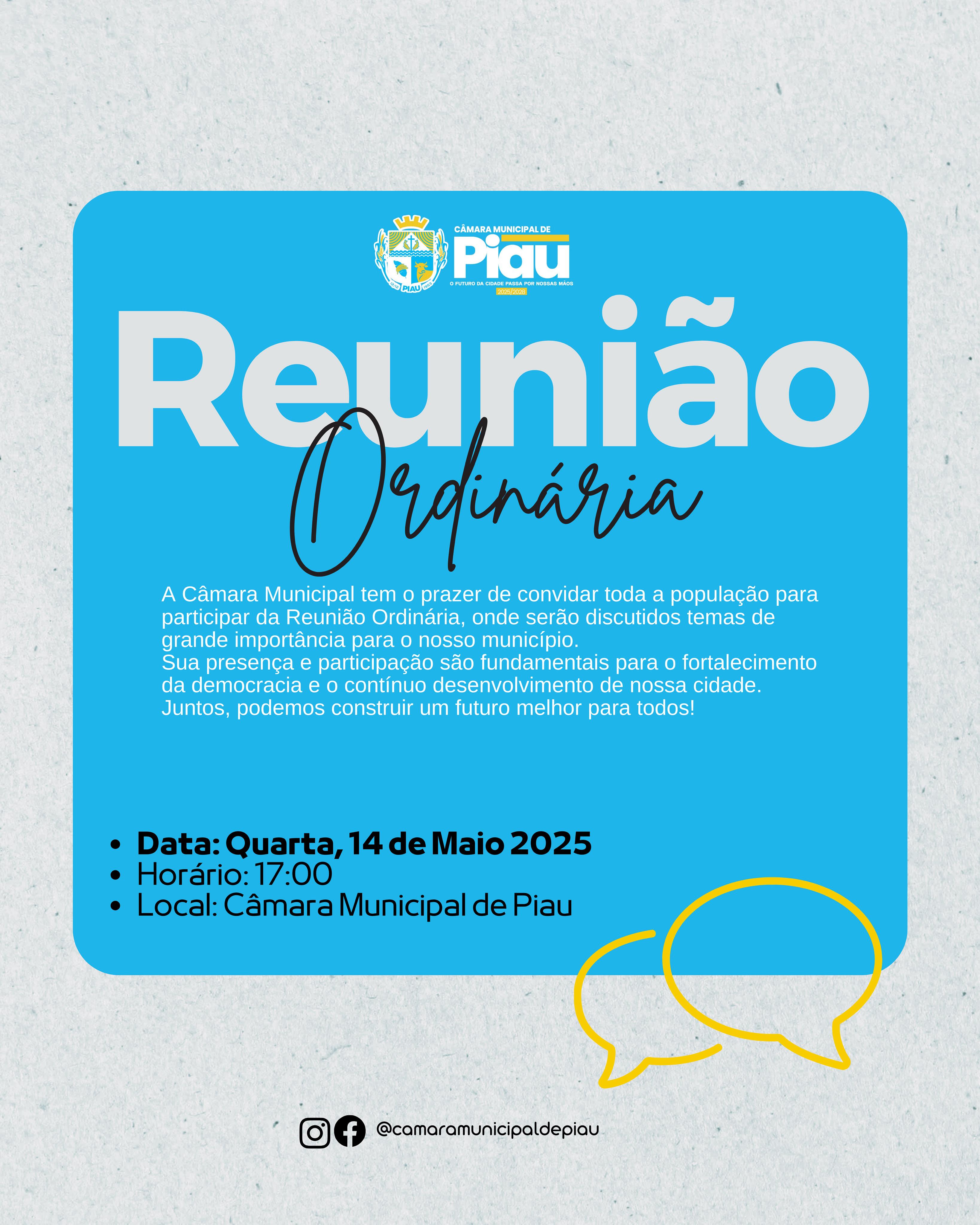 REUNIÃO ORDINÁRIA 14 DE MAIO DE 2025