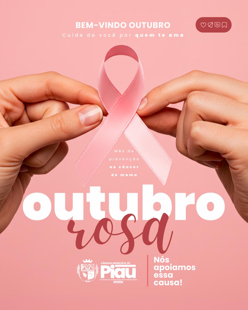 A Câmara Municipal de Piau se une nesta campanha de conscientização e prevenção ao câncer de mama.