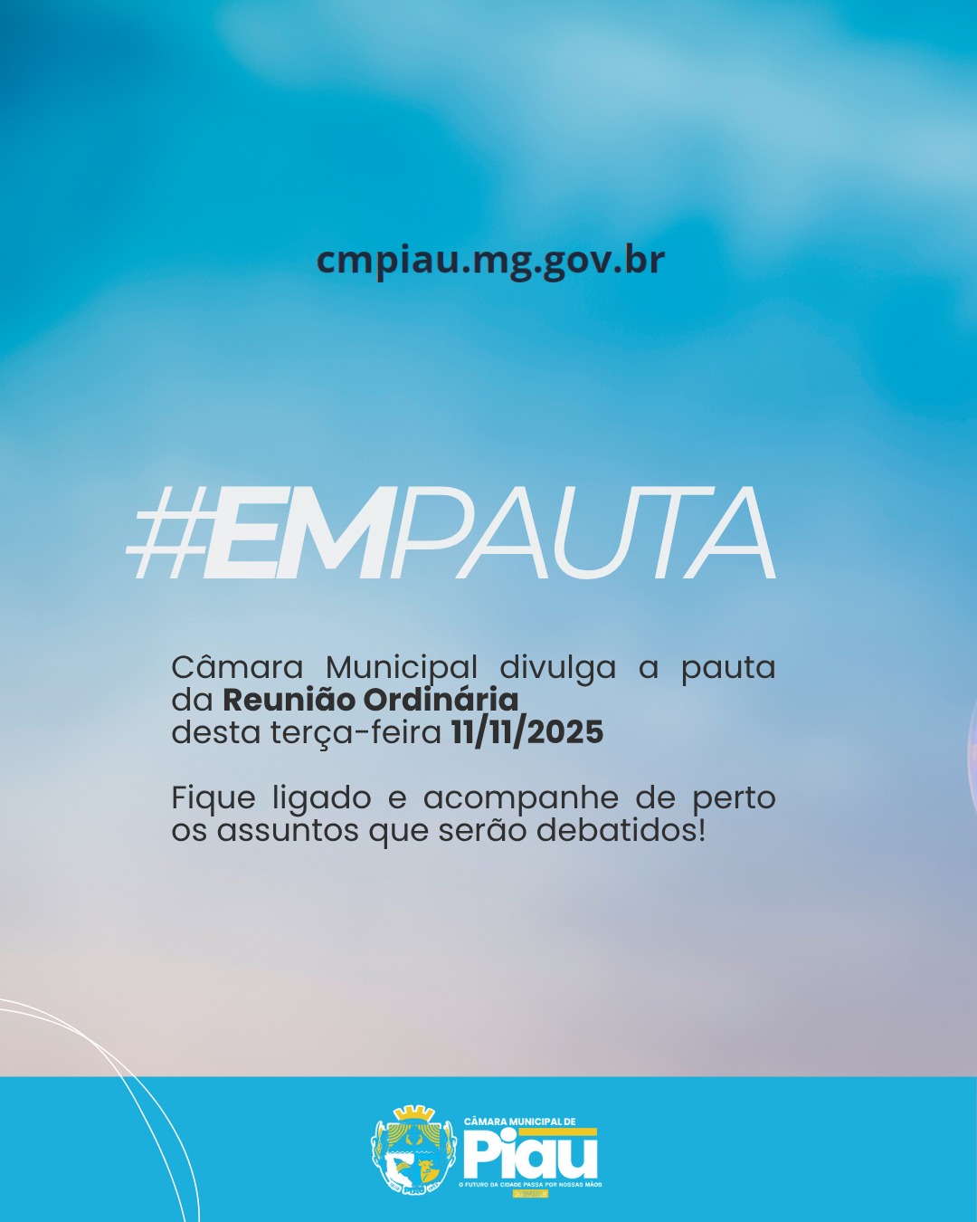 Câmara Municipal divulga a pauta da Reunião Ordinária  desta terça-feira 11/11/2025