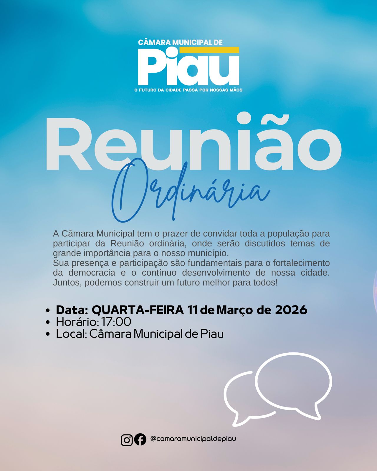 Reunião Ordinária da Câmara Municipal de Piau