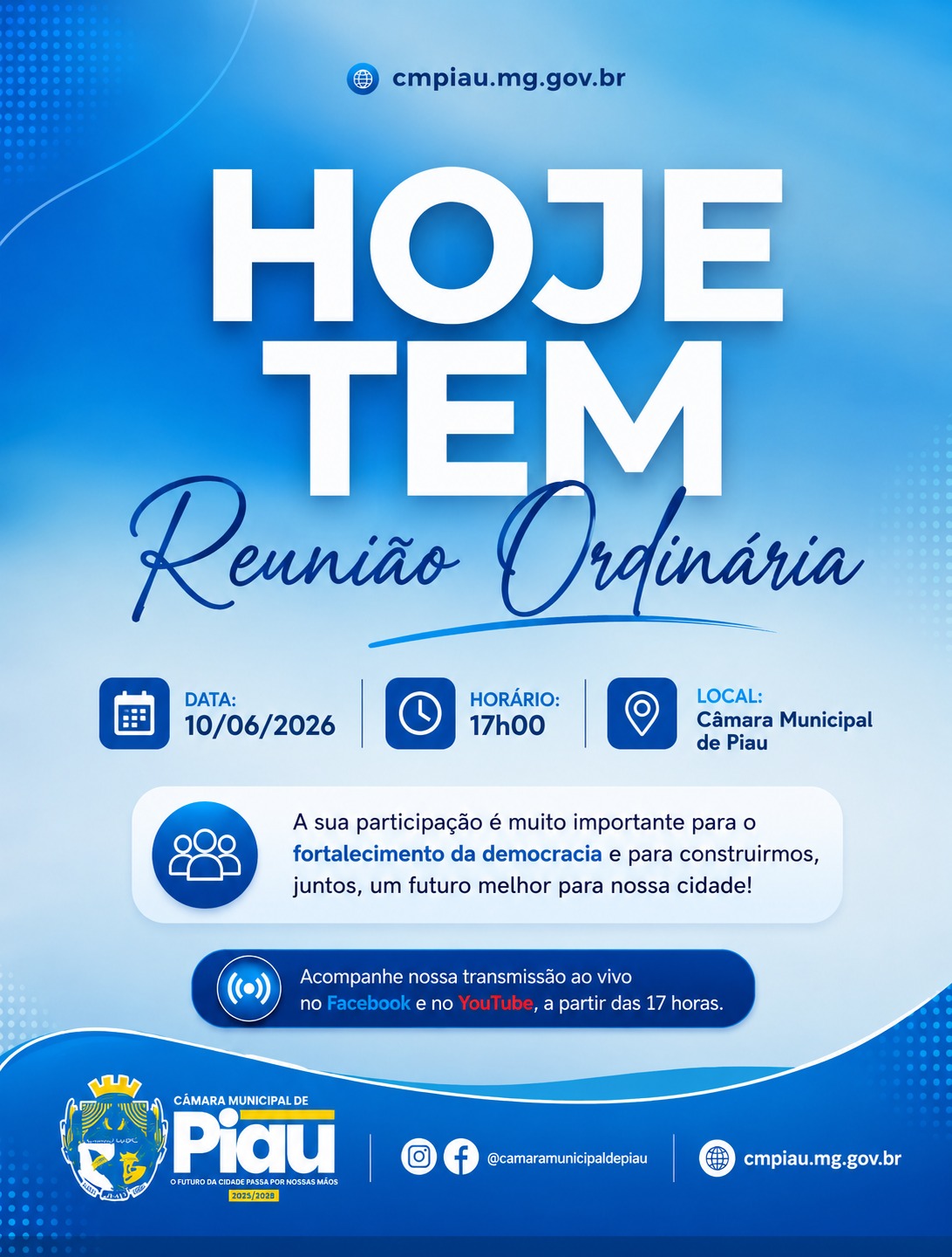 HOJE TEM REUNIÃO ORDINÁRIA!